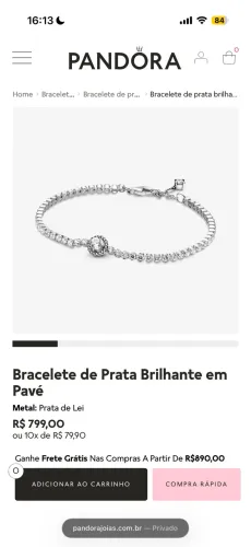 Bracelete de Prata Brilhante Pandora
