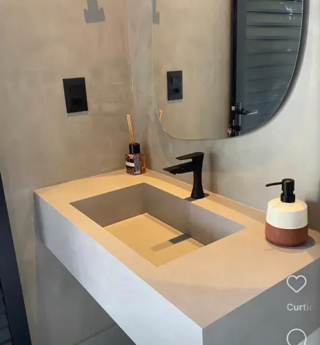 Lavabo pia esculpida em porcelanato