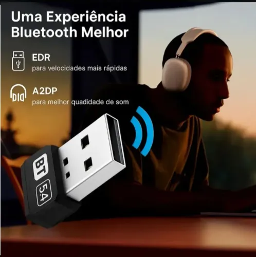Adaptador Rec Bluetooth 5.4 P/ Computador Até 7 Dispositivos