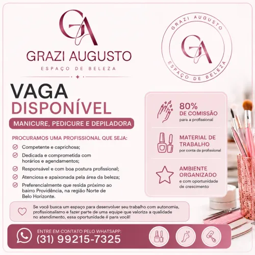 ? Oportunidade para Manicure | 80% de Comissão | Região Norte de BH