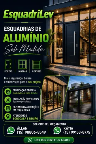 Janelas e Portas de alumínio, na linha Suprema e Gold