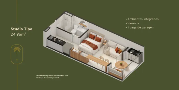 VENDA - Studio 25m² Costa dos Coqueiros - Due Incorporadora | Praia dos Carneiros  PE