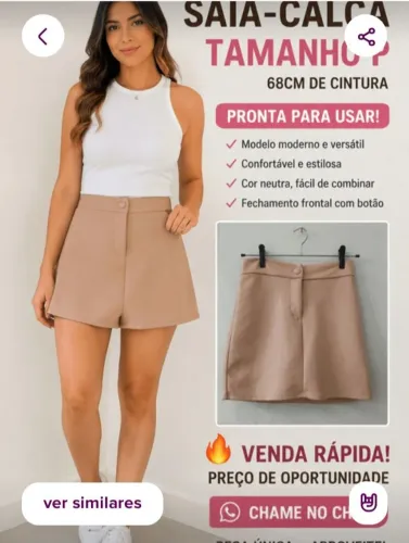 Saia calça feminina de malha tamanho P