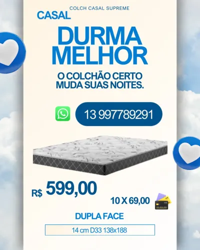Colchão ESPUMA D33 14 cm dupla face A PRONTA ENTREGA