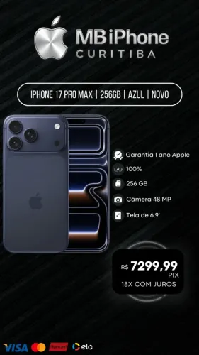 iPhone 17 Pro Max 256GB Lacrado Loja 15 Anos