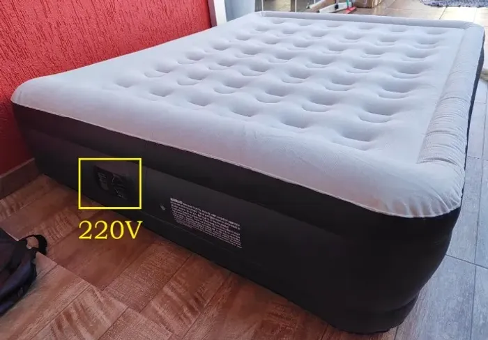 Colchao Inflavel Casal Queen Dobravel Portátil Ergonomia tam 195x150x50 motor 220V