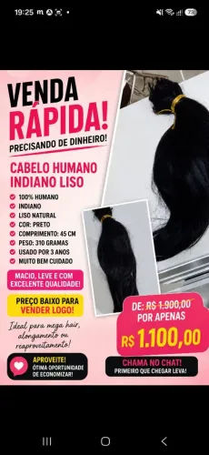 Cabelo Humano Indiano Liso 45 cm - 310 g - Preço de Oportunidade!