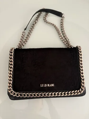 Bolsa Lelis Blanc de couro legítimo e pelo preta