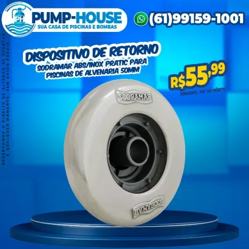 Dispositivo de Retorno Sodramar Abs/Inox Pratic para Piscinas de Alvenaria 50mm