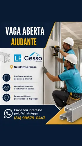 Vaga para Ajudante de Gesseiro