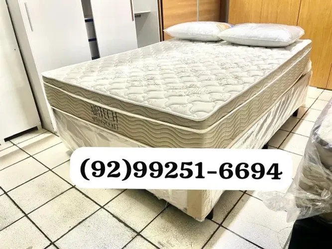 cama queen molas ensacadas ortobom+ 2 travesseiros