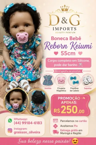 Bebê Reborn Keiumi 55cm corpo completo em Silicone.