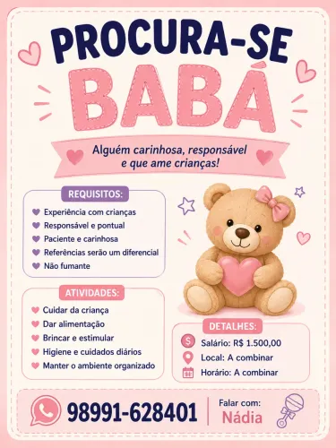 Vaga para babá
