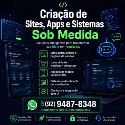 Criação de Sites, Apps e Sistemas ? Sob Medida