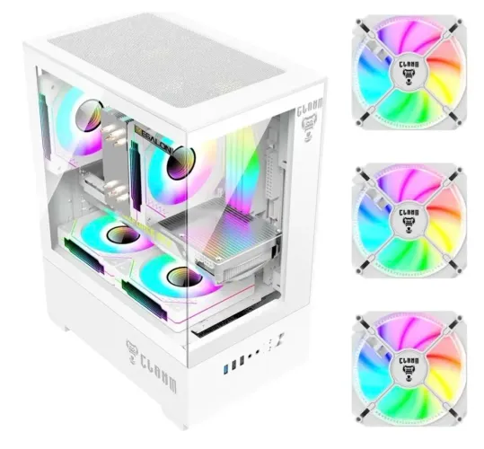 Gabinete Gamer Megalon Snow com 3 Fans RBG Vidro Temperado