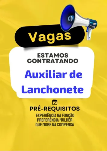 Vaga Auxiliar de lanchonete