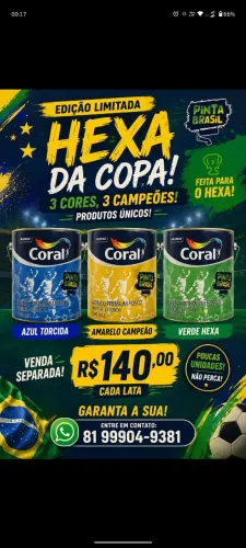 CORAL Tinta acrílica Premium 3.6L (HEXA DA COPA LIMITADO)
