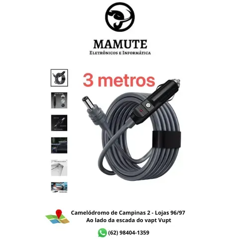Cabo Veicular Starlink Mini 12v 3mt Acendedor Inversor