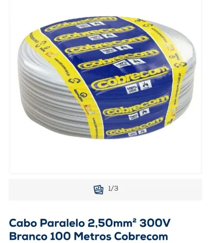 Cabo 2x2.5mm cobrecom rolo lacrado