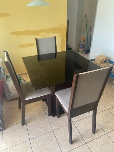 Mesa Madesa Tampo de vidro + 4 cadeiras