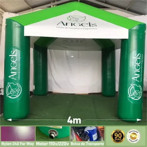 Tenda Inflável 4x4m Modelo Casinha em Nylon Aplicação de Logo - Enviamos para todo o BR
