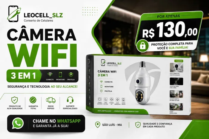 Câmera de Segurança wi-fi 3 em 1