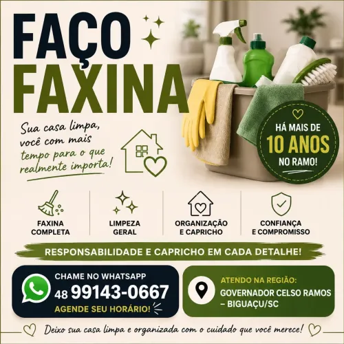 Faxina/ Diarista , há mais de 10 anos 