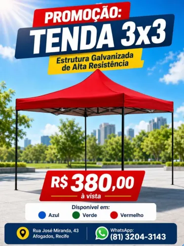 Tenda 3x3 Galvanizada ferragem preta 