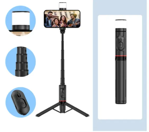 Bastão Pau Selfie Tripe Controle Bluetooth Com Led