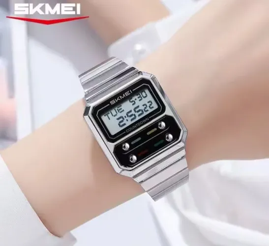 RELÓGIO ORIGINAL SKMEI QUADRADO BOTÕES FRONTAL AÇO INOX ALARME CRONÔMETRO BELO HORIZONTE 