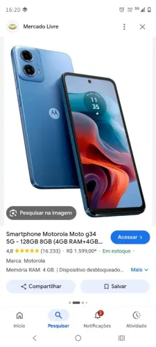 Celular moto g34 5G 128 giga