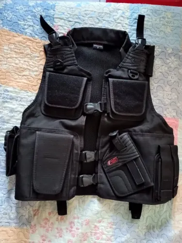 Colete Tático Preto Elite - Novo, com Bolsos e Ajustes