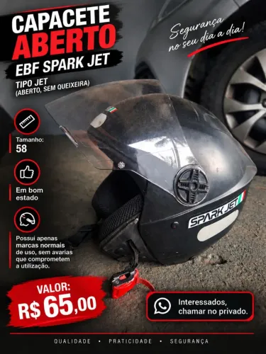 Capacete Aberto EBF Spark Jet Tam. 58
