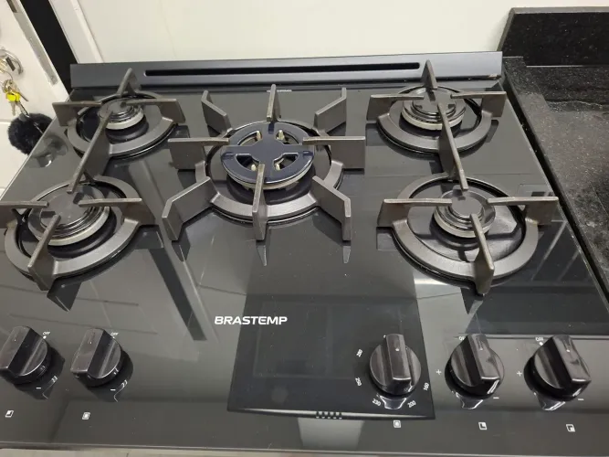 Fogão brastemp 5 bocas, mesa vidro, turbo chama