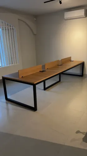 Estação de trabalho 6 lugares estilo industrial 360x120cm