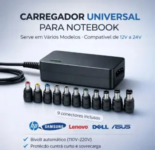 Fonte Carregador Notebook Universal Pinos Novo Lacrado Pix ou Cartao