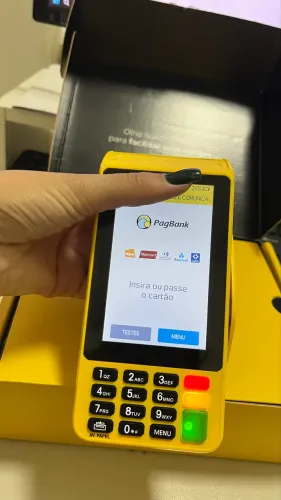 Moderninha Pro 2 PagBank Nova na Caixa + 3 Bobinas e Carregador Original