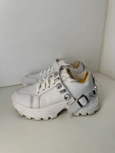 tênis dad sneaker chunky feminino branco pedraria 38