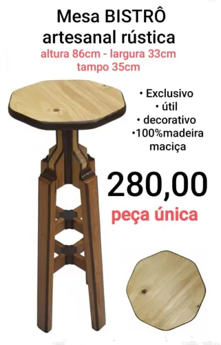 Mesa bistrô em madeira 