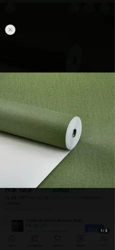 Papel de parede vinílico texturizado verde oliva lavável 10m