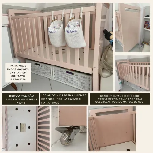 BERÇO E MINI CAMA LAQUEADO LUXO