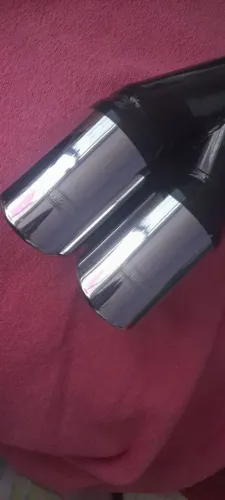Ponteira de escapamento dupla avanzi cromada - universal / esportiva (semi-nova)