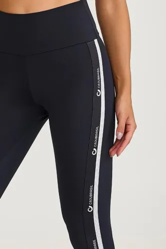 Legging Fitness Cintura Alta Faixa Lateral Logo Marca Caju Brasil - Tam P, M, G