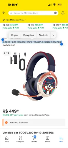 2.4ghz Fone Headset Para Ps5,ps4,pc,xbox,nintendo Switch,mac