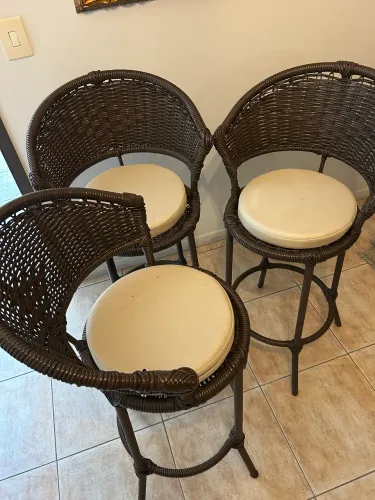 3 Banquetas de Junco Artificial - Altas