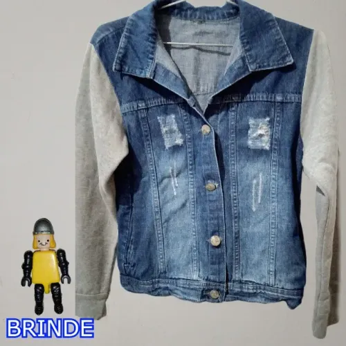 Infantil Jaqueta Jeans com Moletom Unissex Confortável Estilosa Casaco Inverno e Um Brinde
