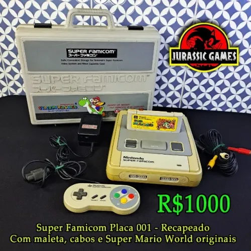 Console Super Famicom Nintendo Placa 001 Na Maleta Original. + Super Mario World e cabos