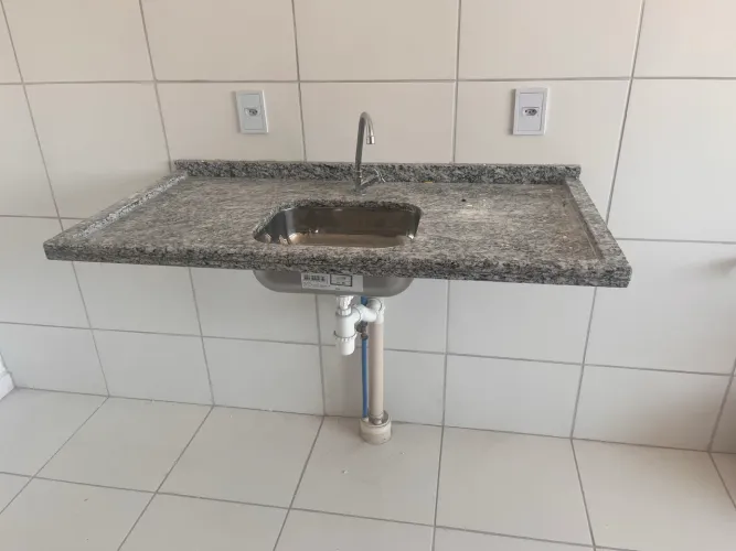 Pedra de mármore cozinha e pia de alumínio