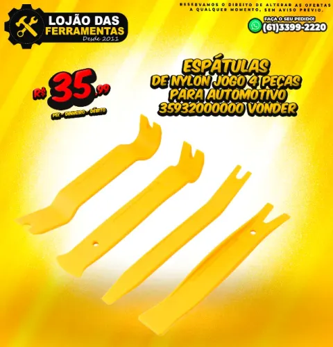 Espátulas de Nylon Jogo 4 Peças Para Automotivo Vonder