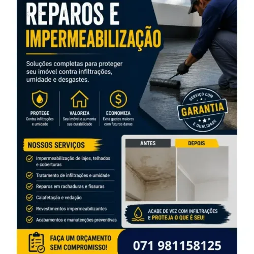 Reparo geral - impermeabilização e pintura - laje/parede